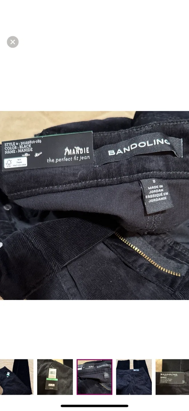 NWT Bandalino Mandie Black Corduroy Pants - Size 8 image indicator(3)