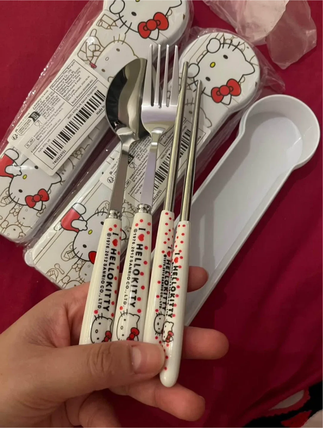 Hello Kitty Fork Spoon Chopsticks Set image indicator(2)