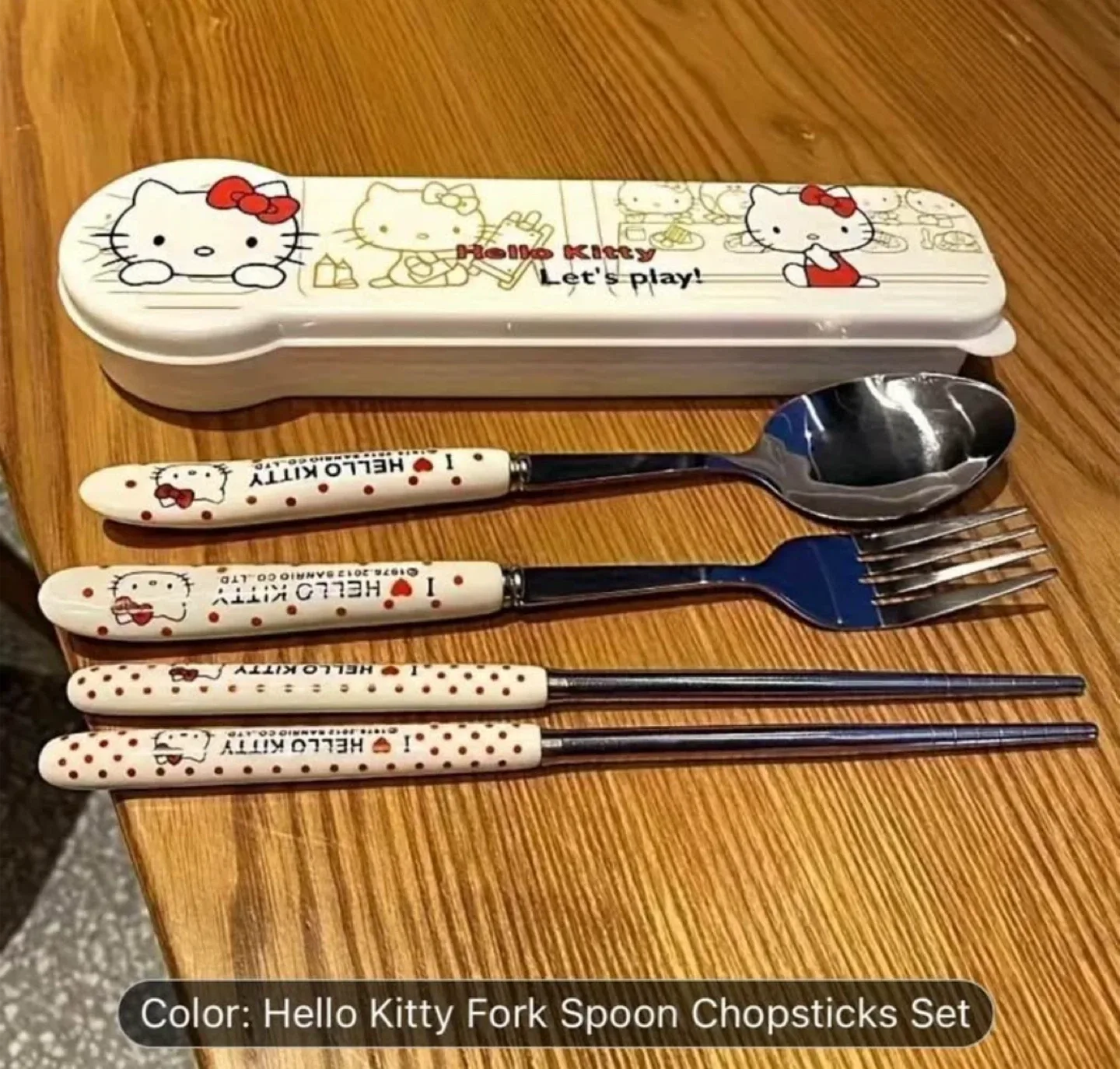 Hello Kitty Fork Spoon Chopsticks Set image indicator(3)