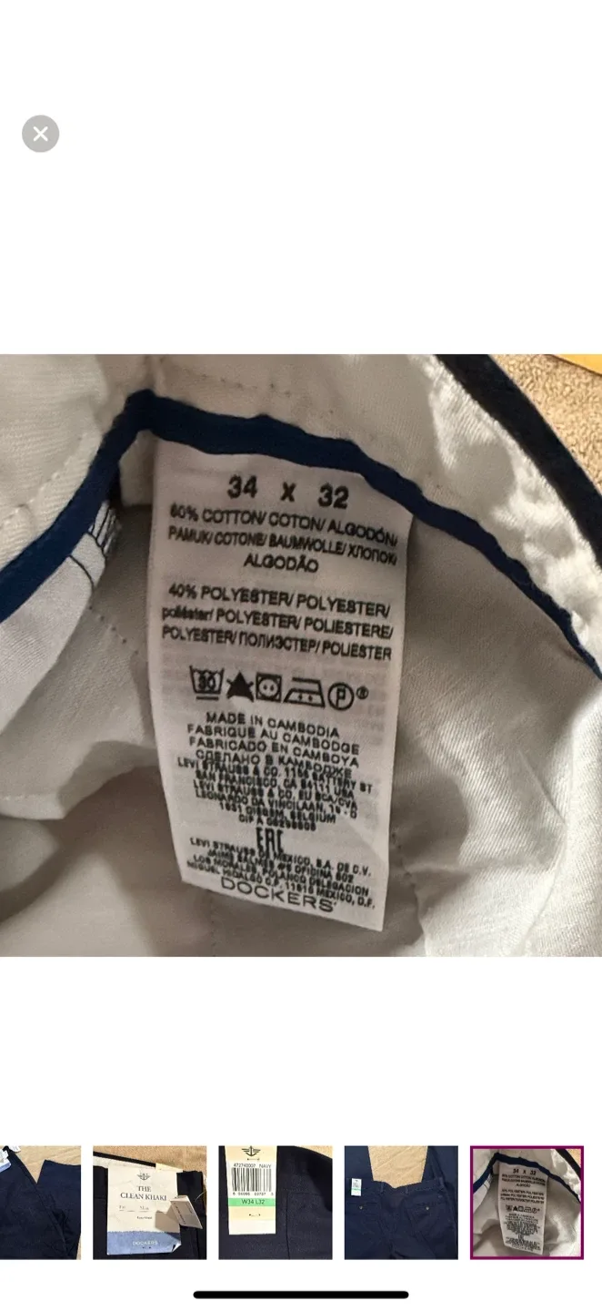 NWT Dockers The Clean Khaki Slim Fit - 34x32 image indicator(5)
