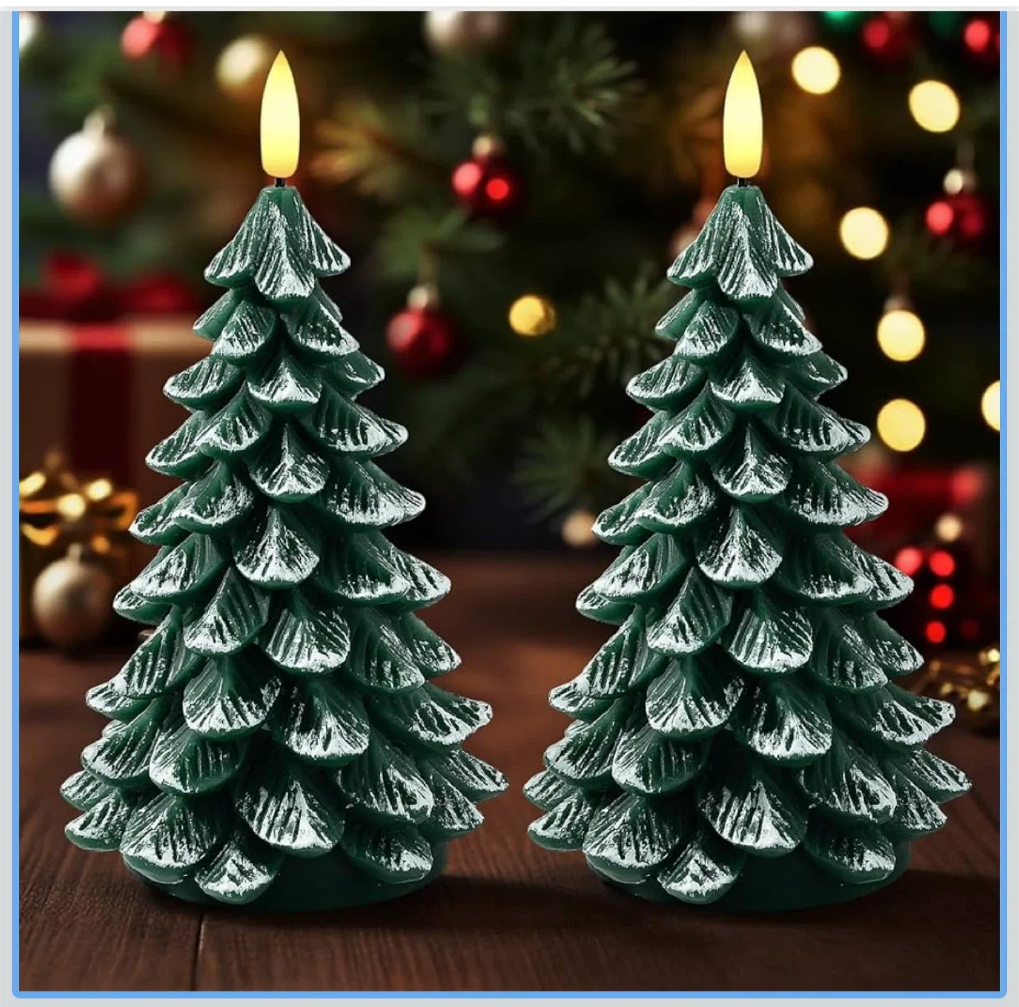 New Set of 2 Christmas Tree Candles - Green thumbnail