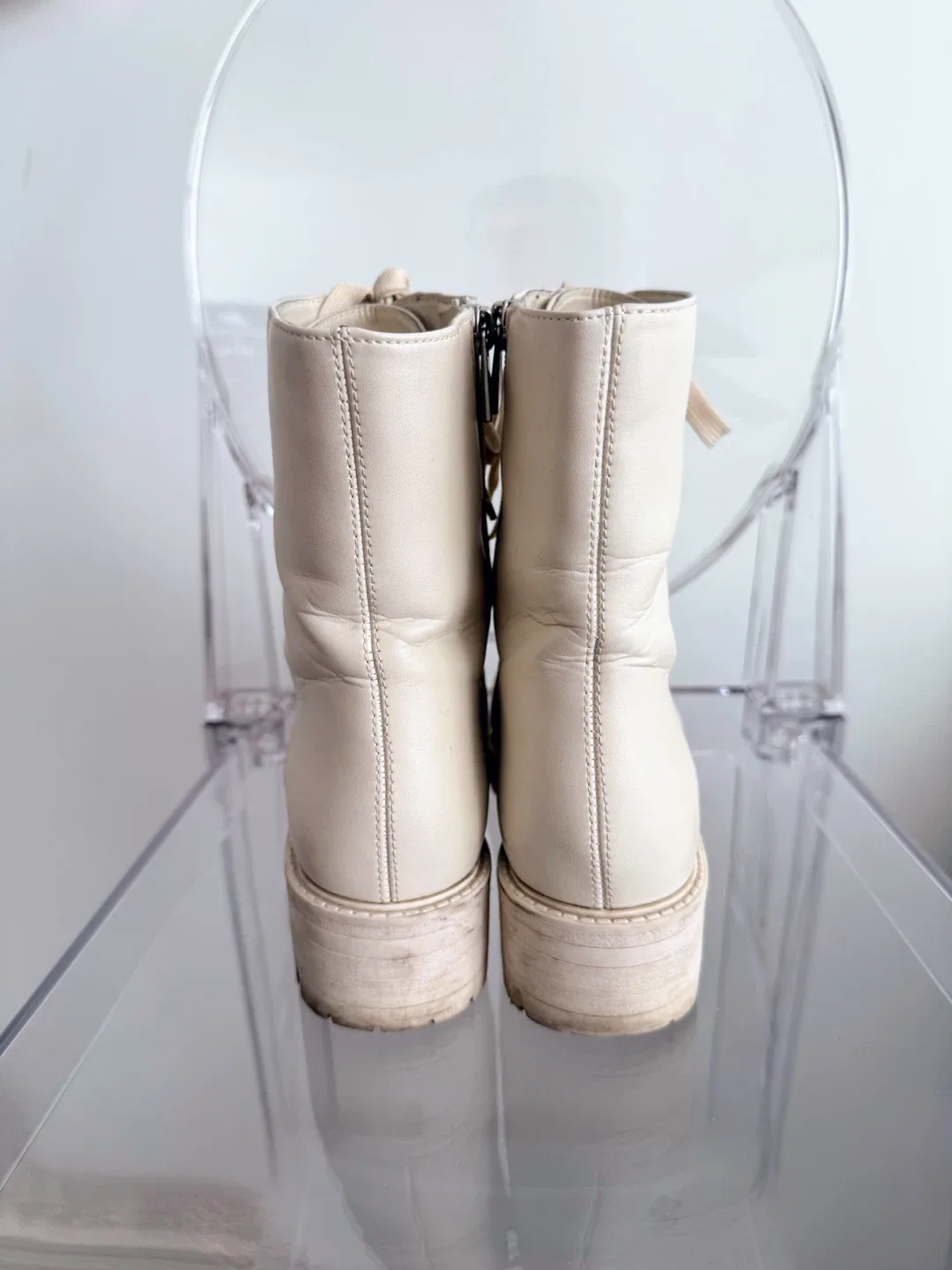 Beige Lace-up Boots Size 8 image indicator(5)