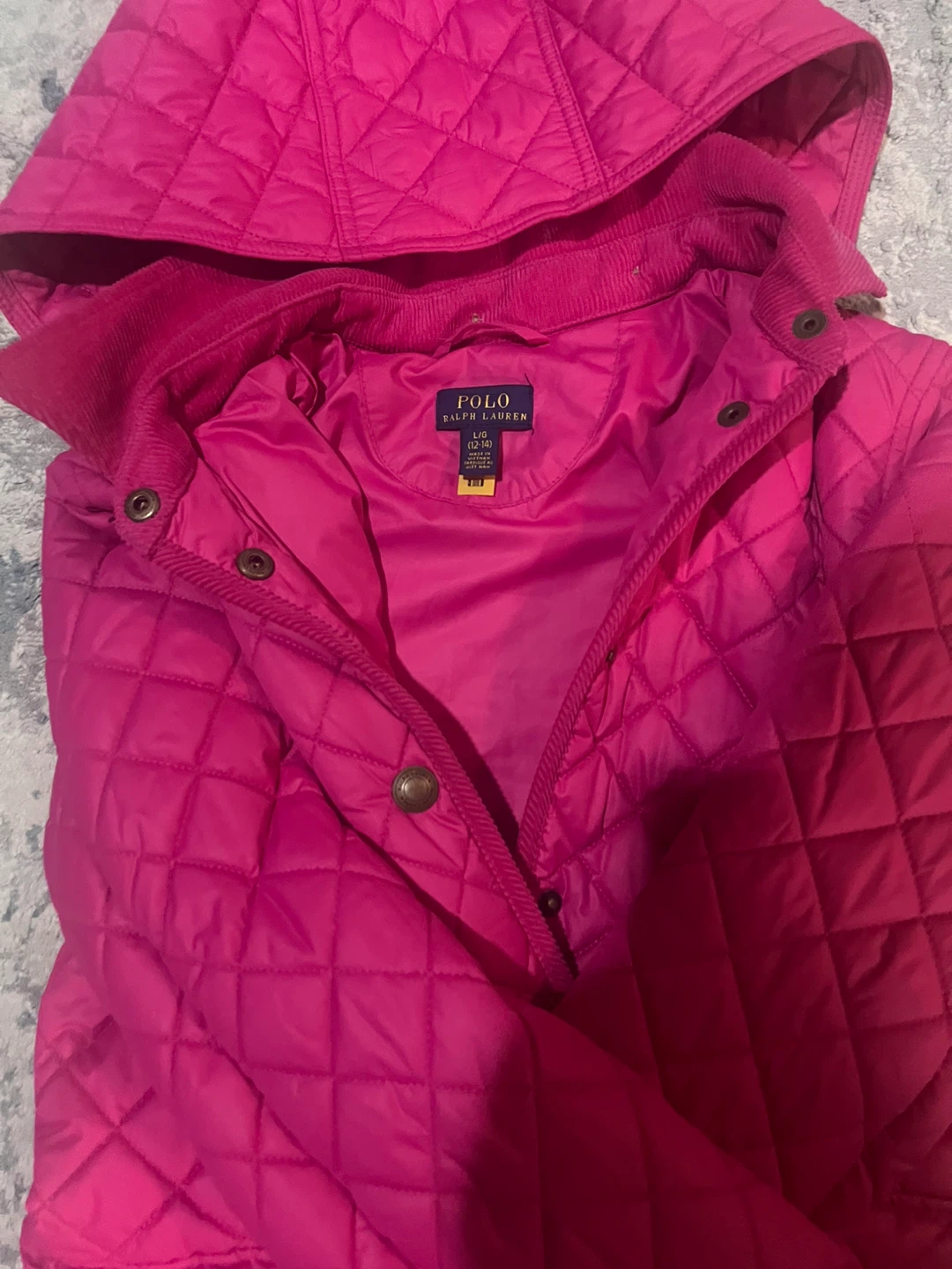 Polo Ralph Lauren Pink Quilted Jacket L/G (12-14)