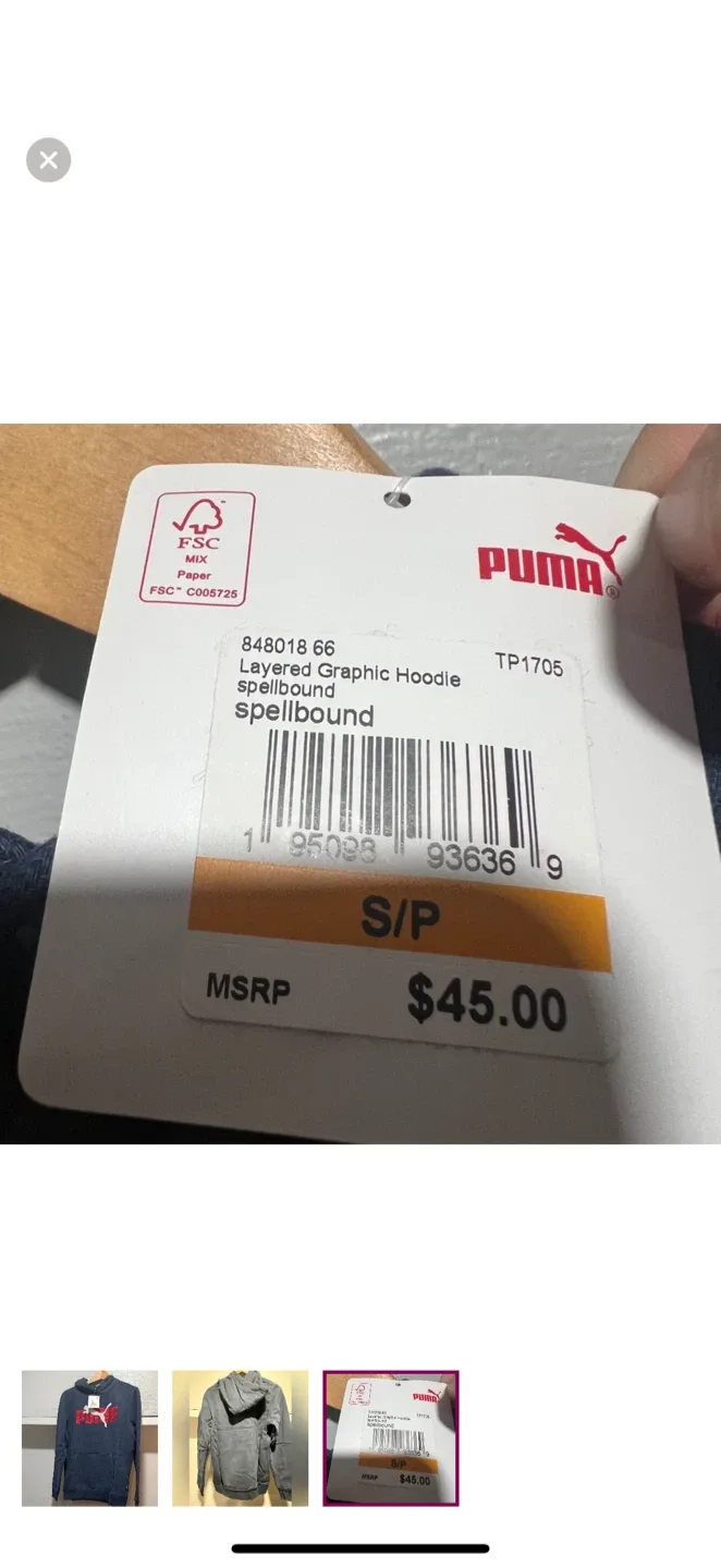 NWT Puma Layered Graphic Hoodie - Size S image indicator(3)