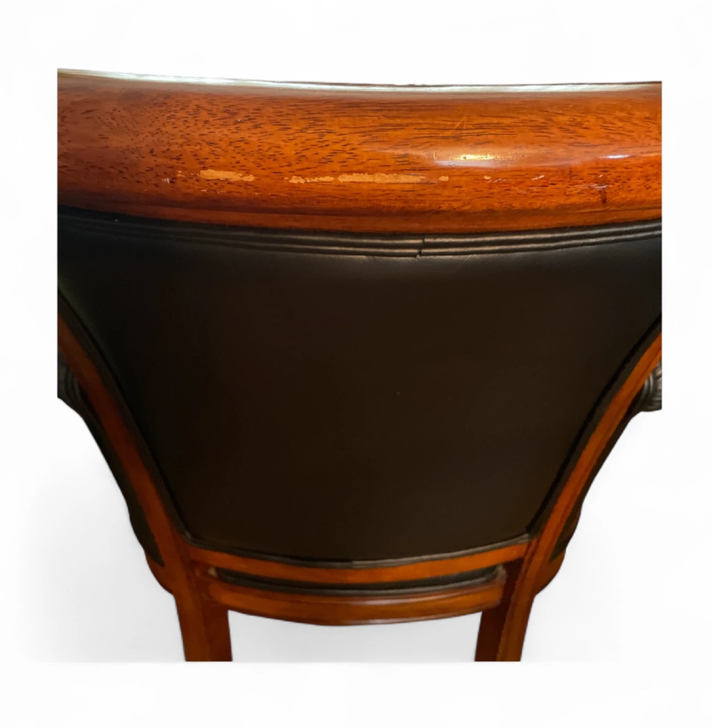 Wood & Black Leather Armchair - photo 4