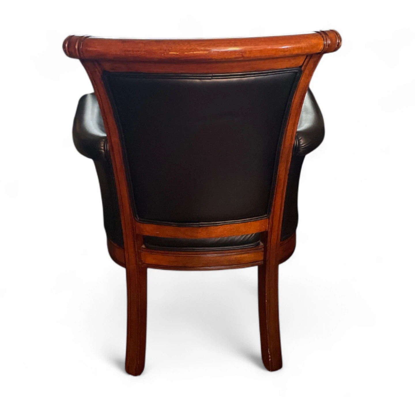 Wood & Black Leather Armchair - photo 2