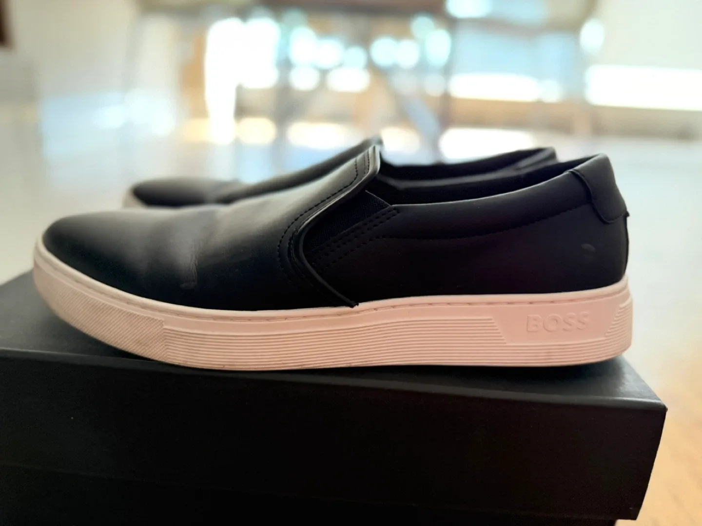 Hugo Boss Black Leather Slip-On Sneakers - Size 43 (US 10) image indicator(2)