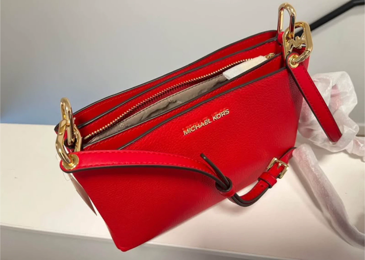 Michael Kors Red Leather Crossbody Bag - New!