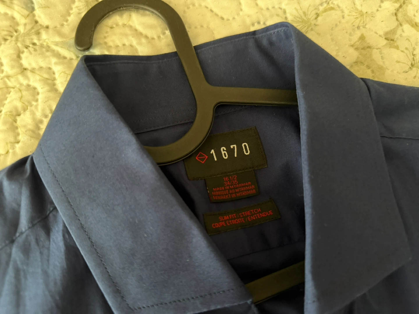 1670 Navy Blue Slim Fit Stretch Dress Shirt - 16 1/2 - photo 4