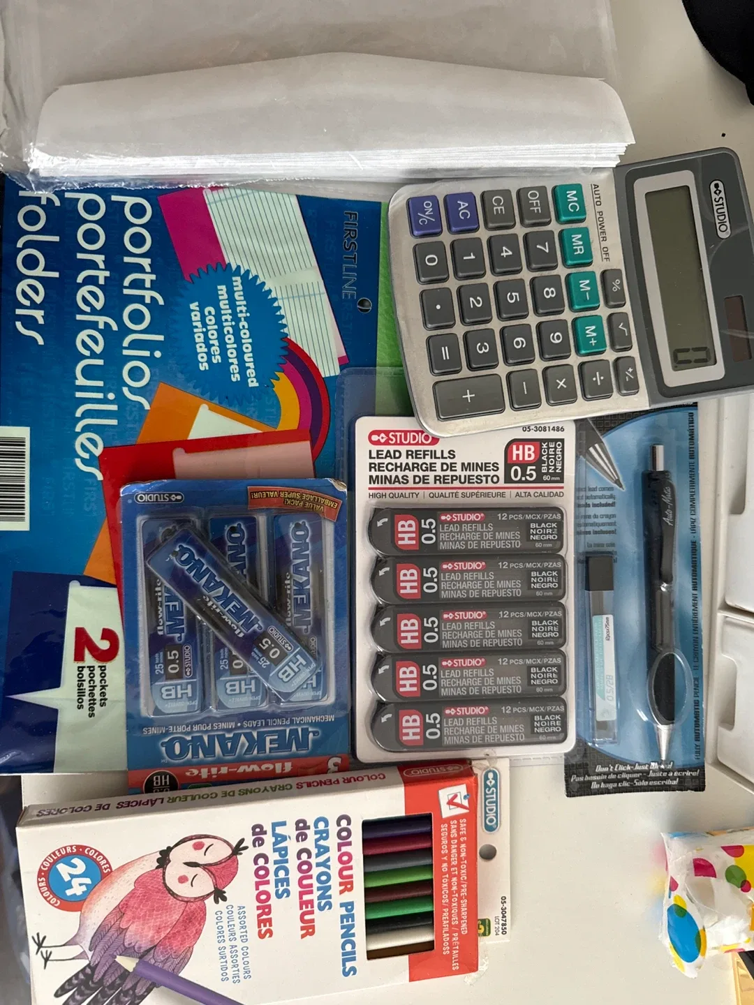 Calculator, mechanical pencil leads, coloured pencils, Folders, thumbnail