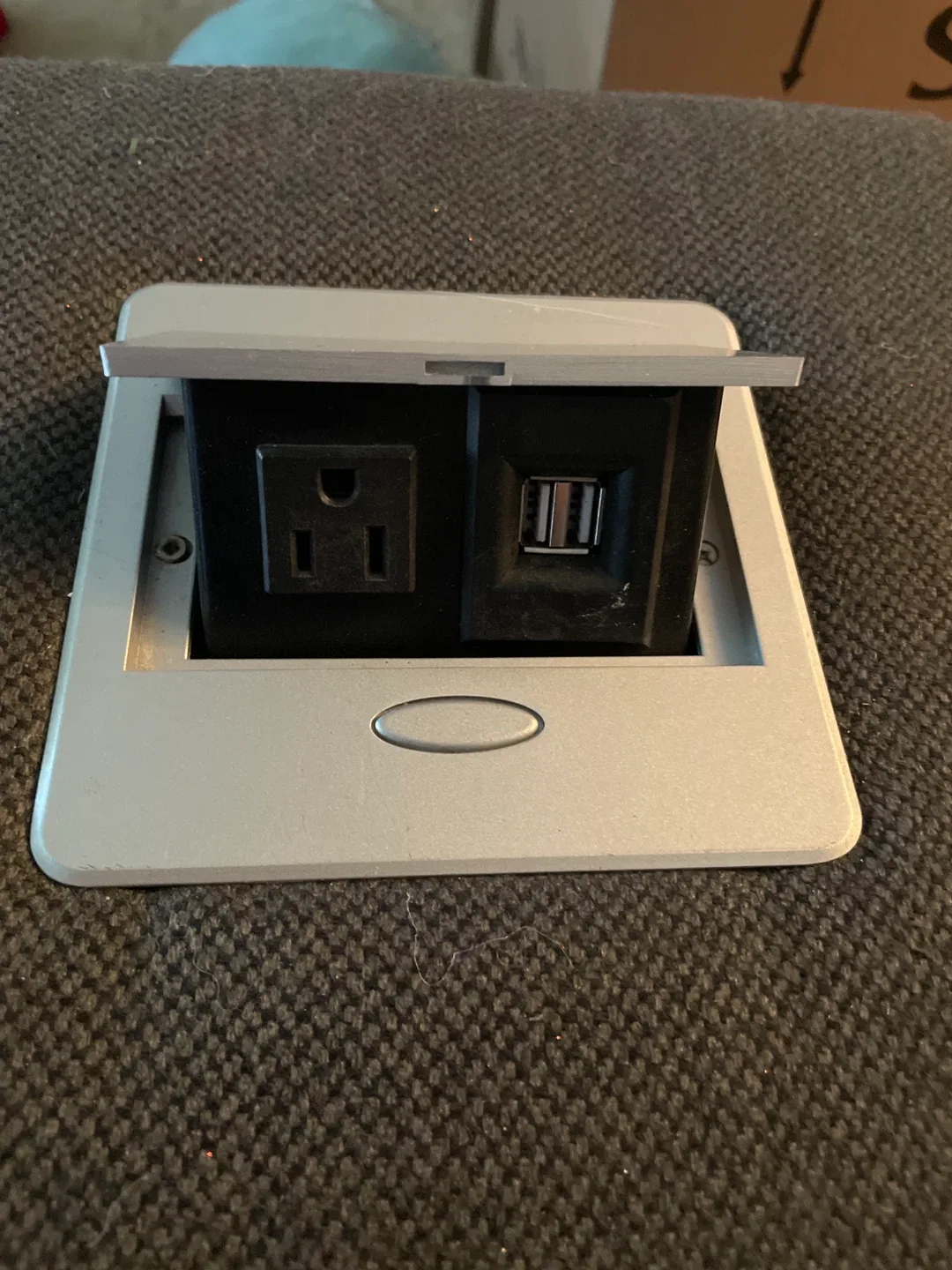 Grey Sofa with Built-in Power Outlet image indicator(4)