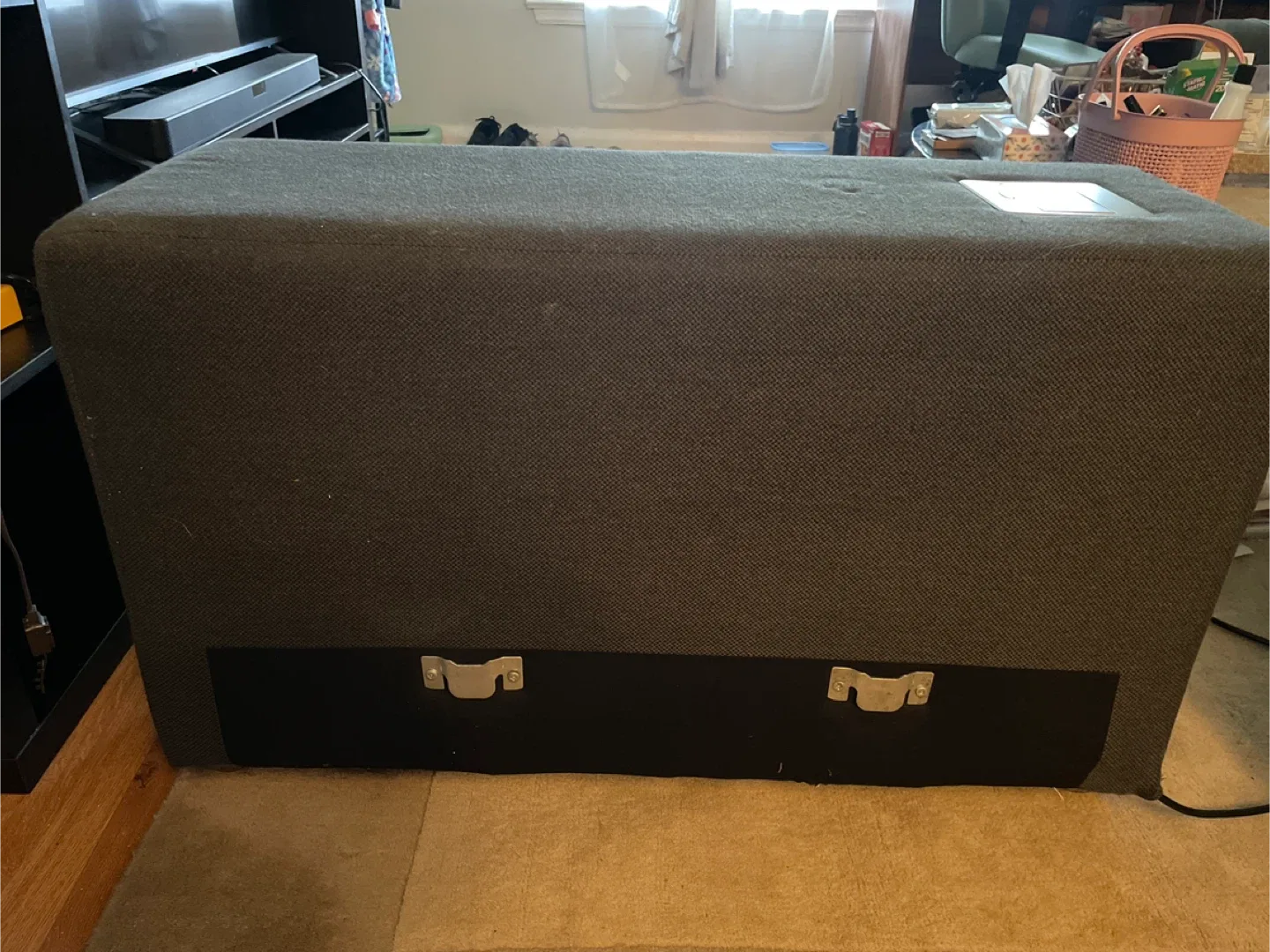 Grey Sofa with Built-in Power Outlet image indicator(2)