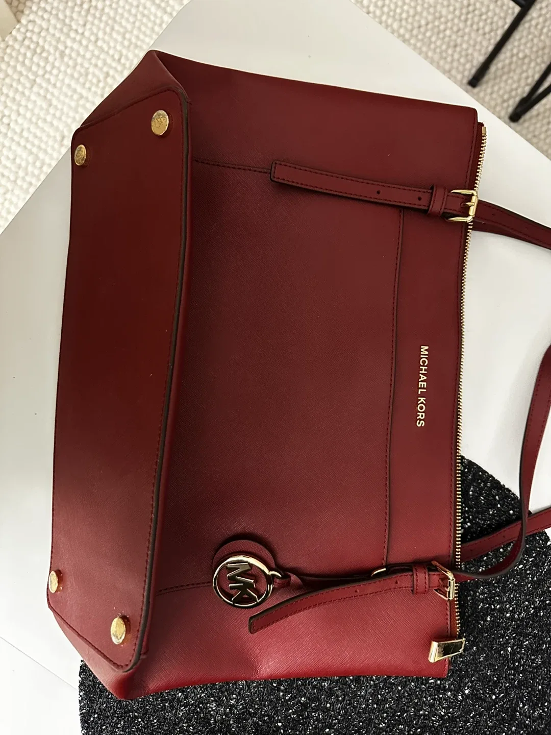 Michael Kors Burgundy Tote Bag image indicator(2)