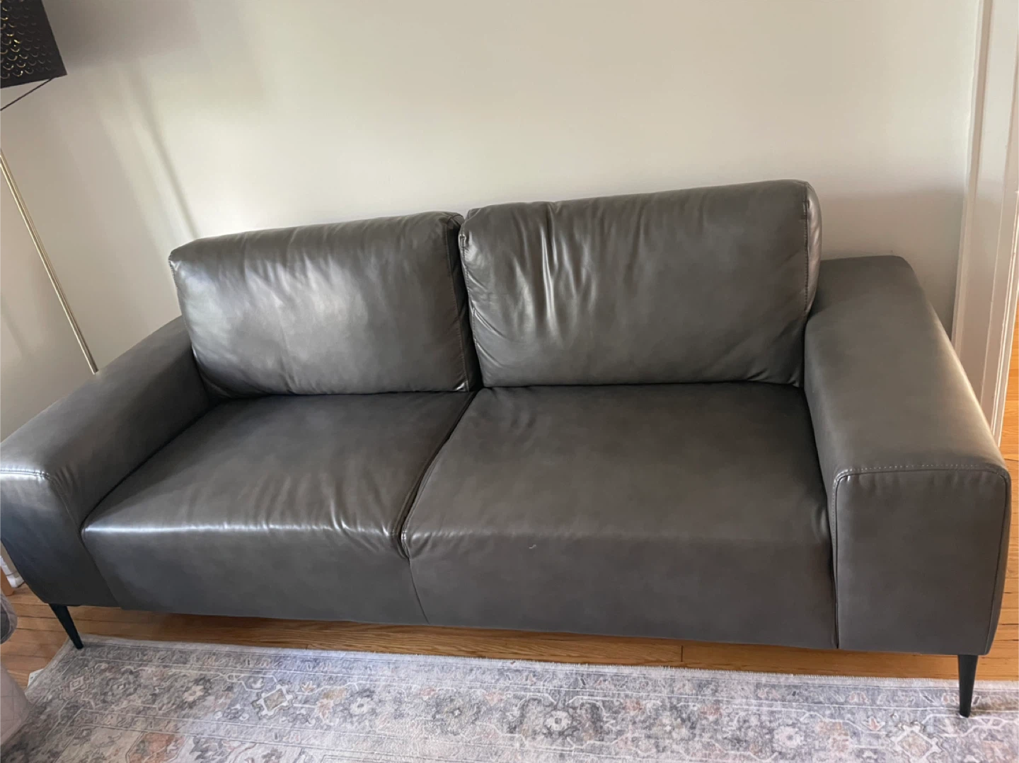 Grey Leather , 3 seats Sofa