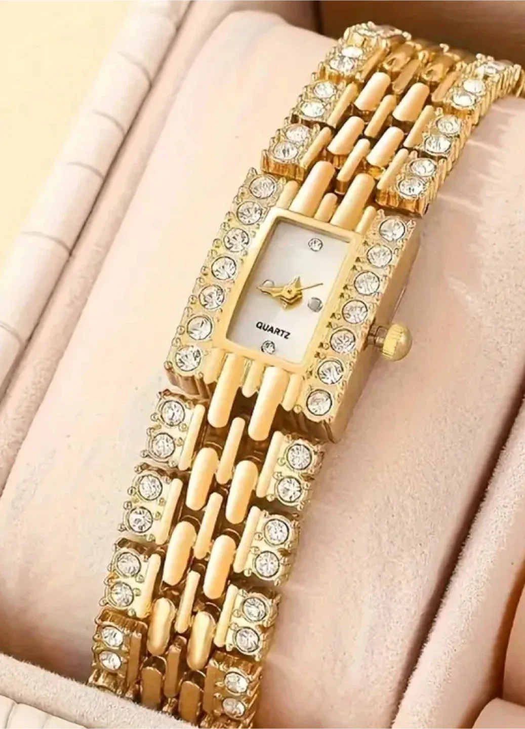 Gold Tone Rhinestone Quartz Watch thumbnail