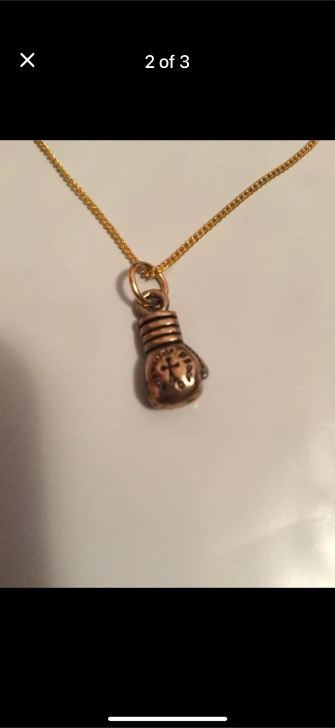 Gold Boxing Glove Pendant Necklace image indicator(2)