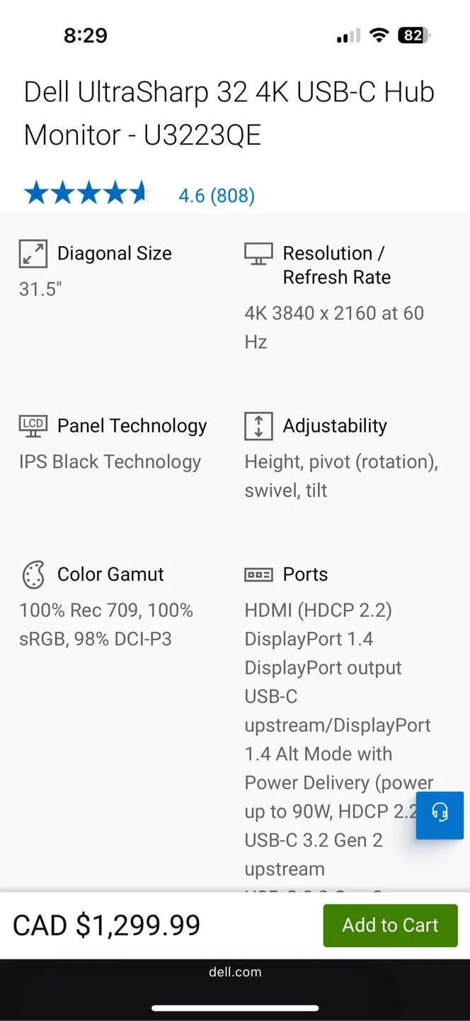 Unused Dell UltraSharp 32" 4K USB-C Hub Monitor - U3223QE image indicator(4)