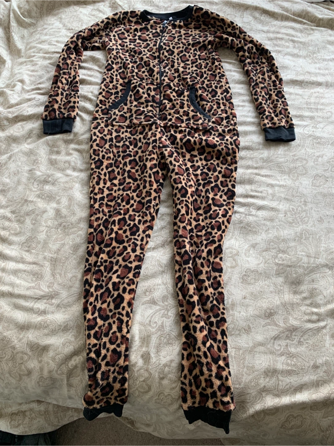 PajamaMania Leopard Print Onesie - Size Small
