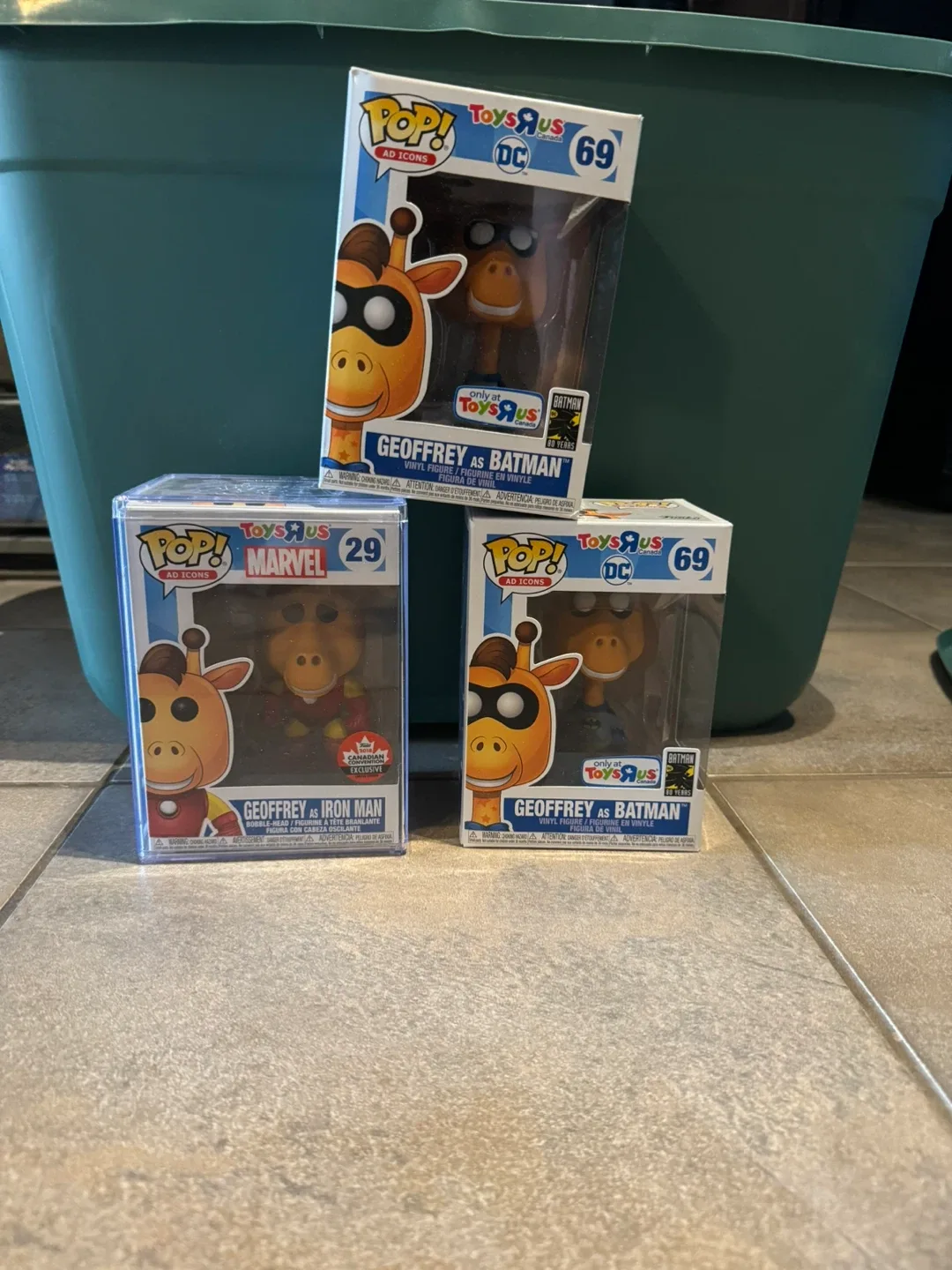 Funko POP! ToysRus Geoffrey as Batman & Iron Man thumbnail