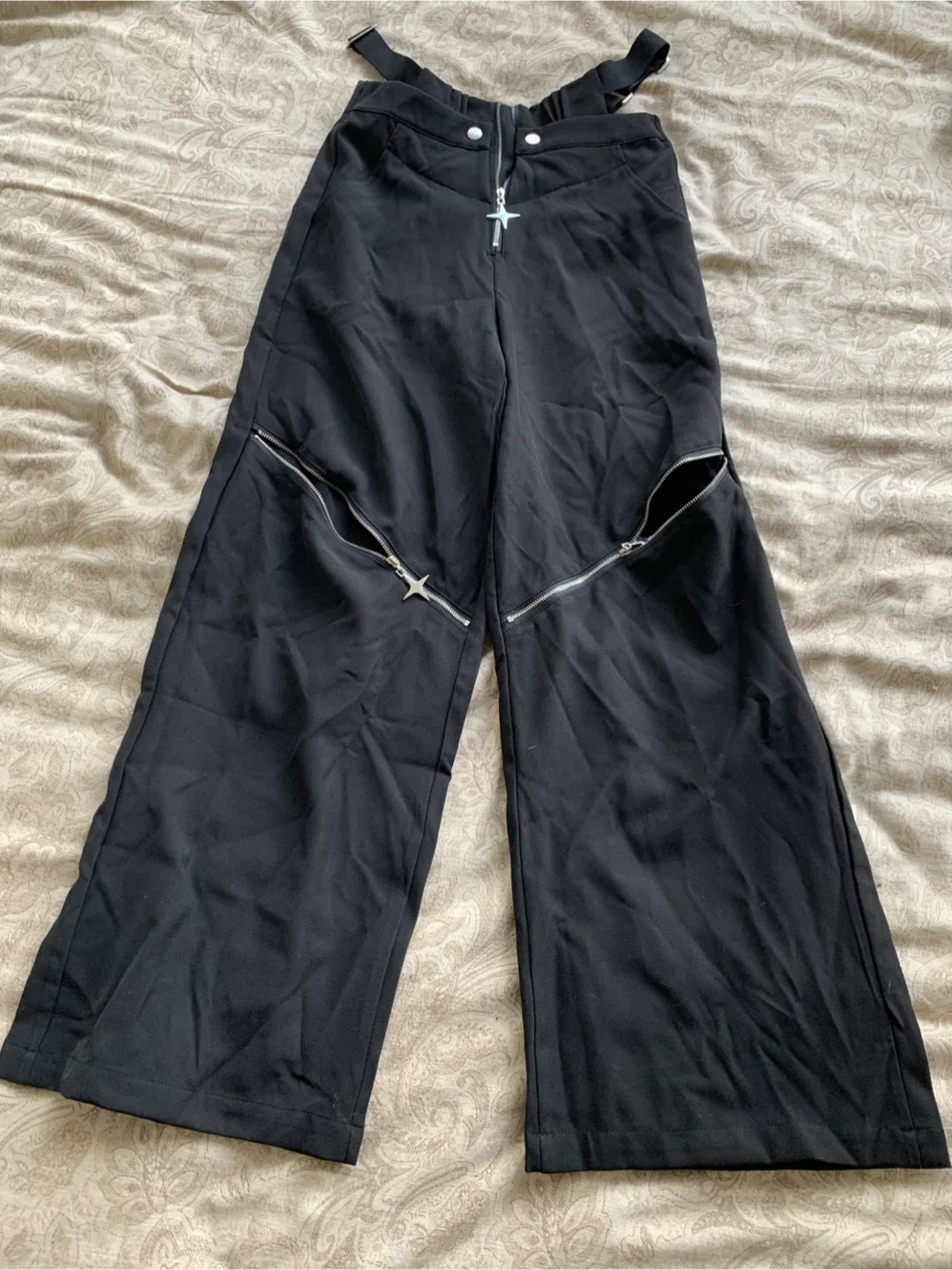 NEVSTUDIO Black Pants with Zipper Detail thumbnail