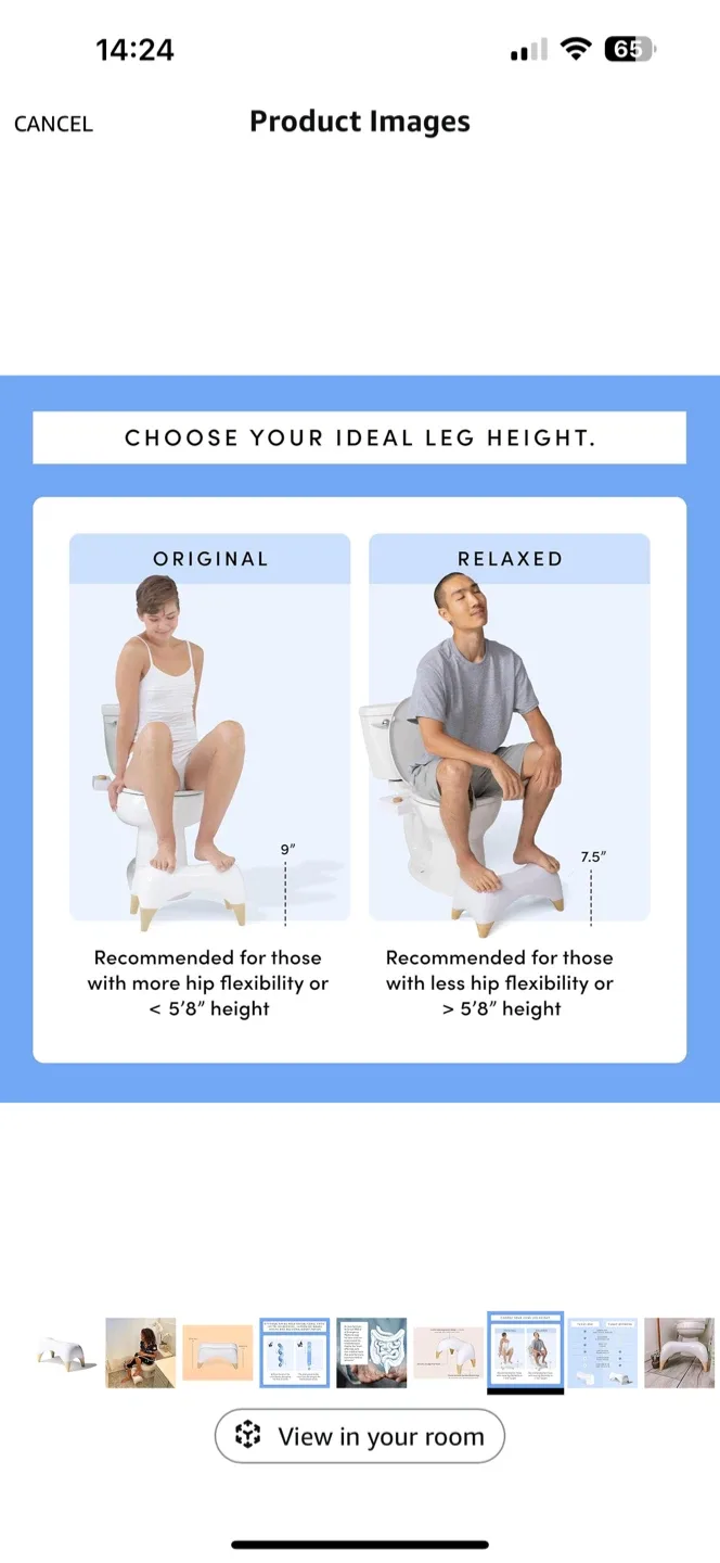 Tushy Ottoman Toilet Stool - White/Bamboo image indicator(6)