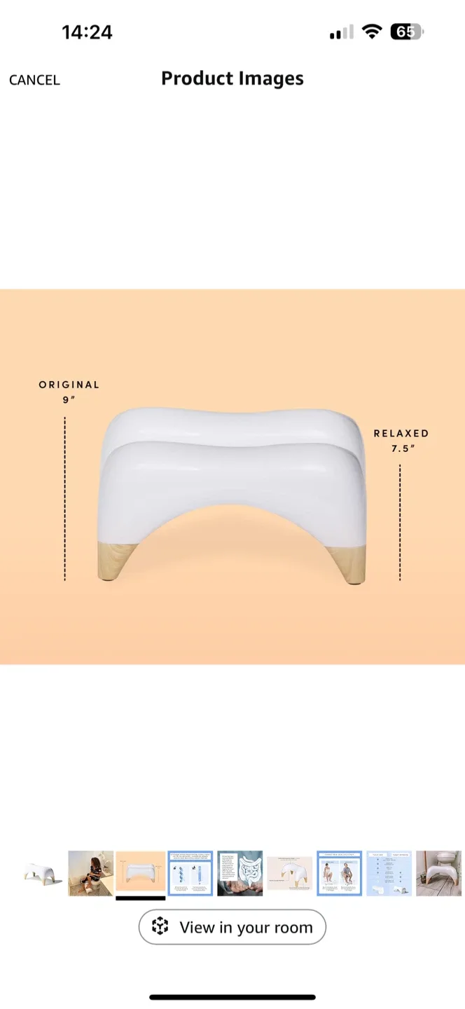 Tushy Ottoman Toilet Stool - White/Bamboo image indicator(5)