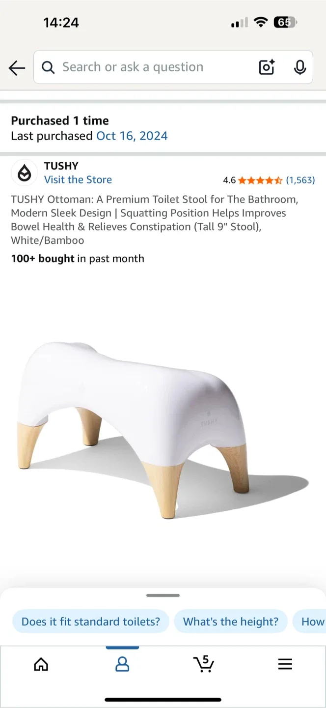 Tushy Ottoman Toilet Stool - White/Bamboo image indicator(4)