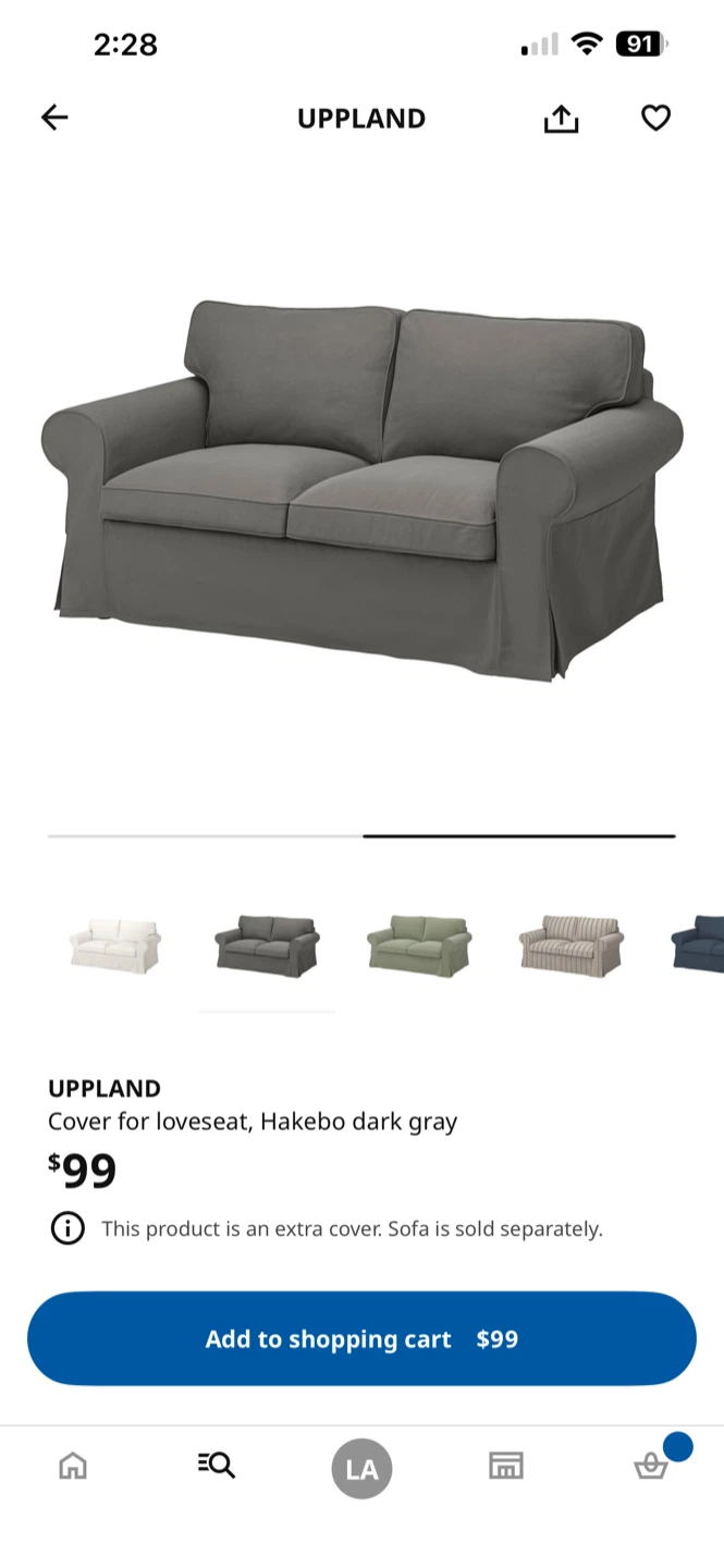 IKEA UPPAND Cover, Hakebo Dark Gray - photo 2
