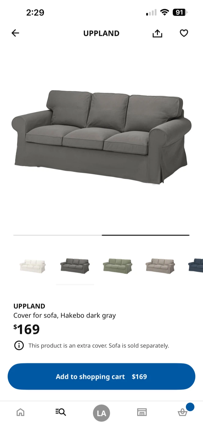 IKEA UPPAND Cover, Hakebo Dark Gray