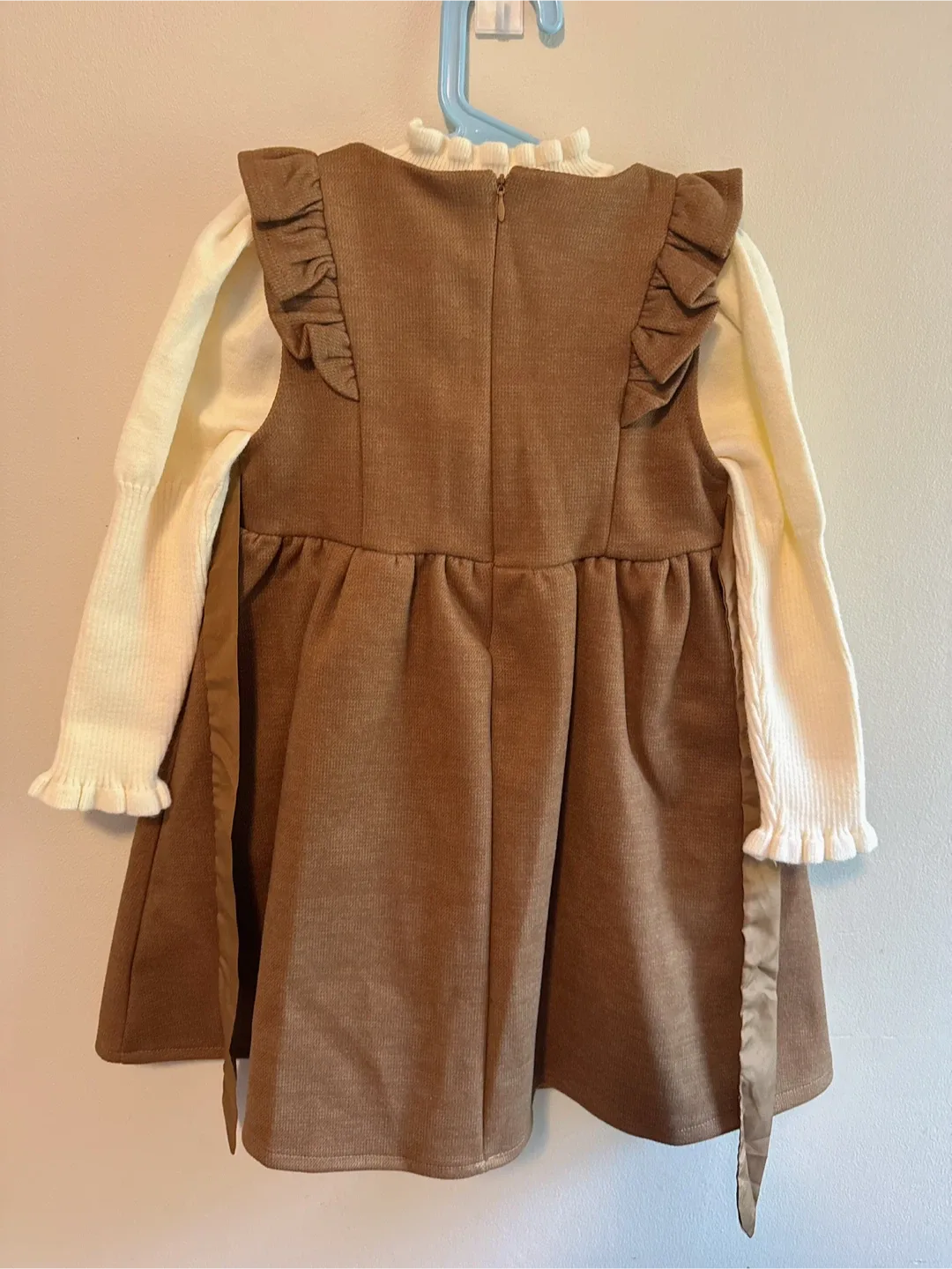 Brown Woollen Corduroy Dress with Top - Size 5-6T image indicator(2)