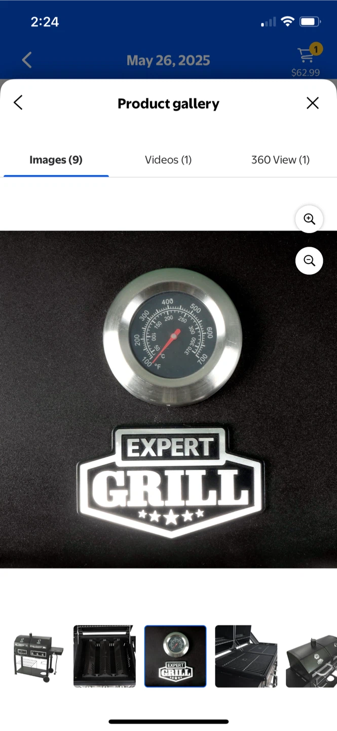 Expert Grill  3 Burner Gas & Charcoal Grill- Black