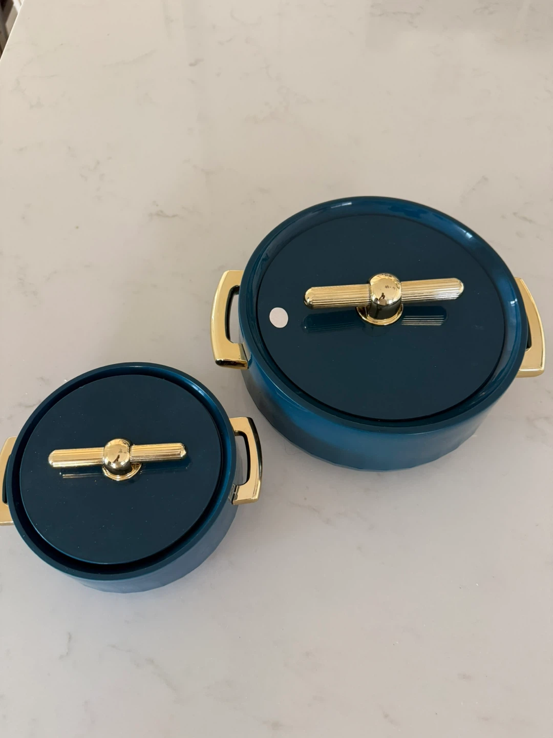 Blue & Gold Containers/Casseroles (Set of 2)