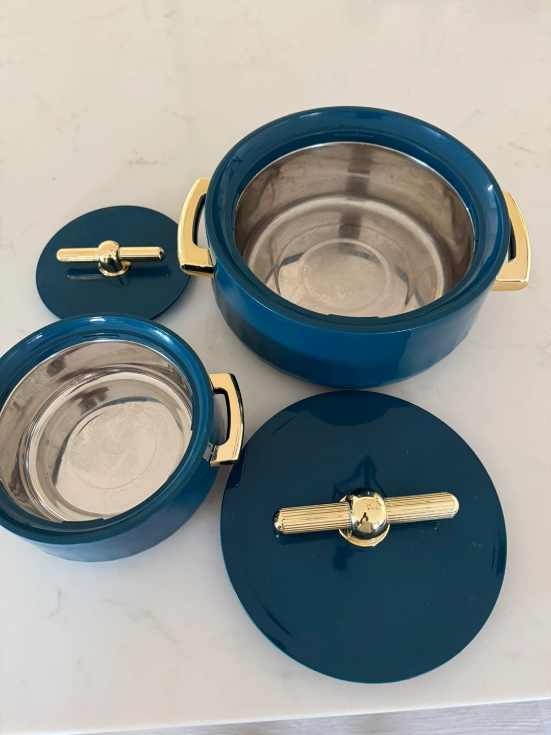 Blue & Gold Containers/Casseroles (Set of 2) - photo 2
