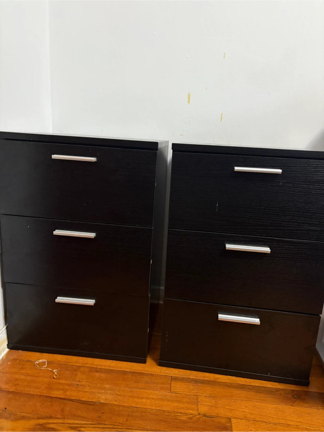 Black 3-Drawer Dresser - Set of 2