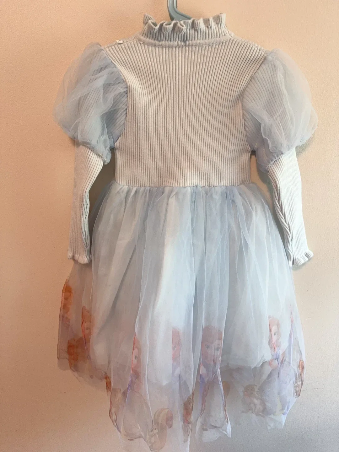 Blue Sweater Dress with Princess Print Toddler size 6-7T image indicator(4)