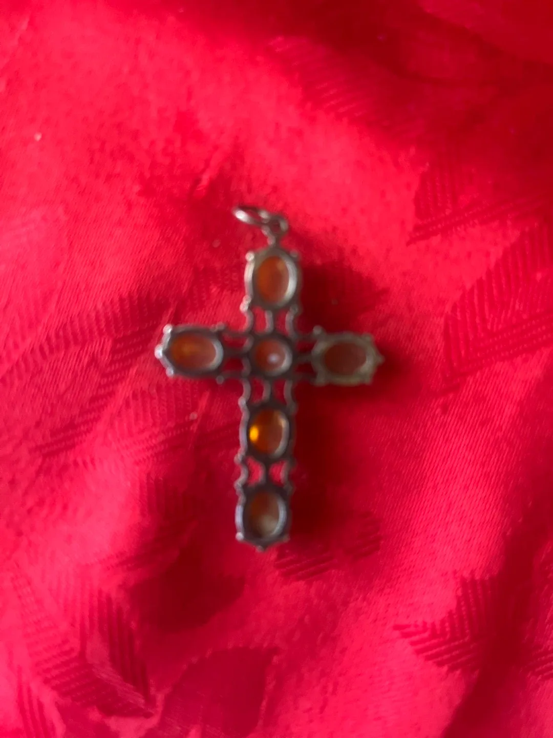 Amber Cross Pendant, 2 inches long image indicator(2)