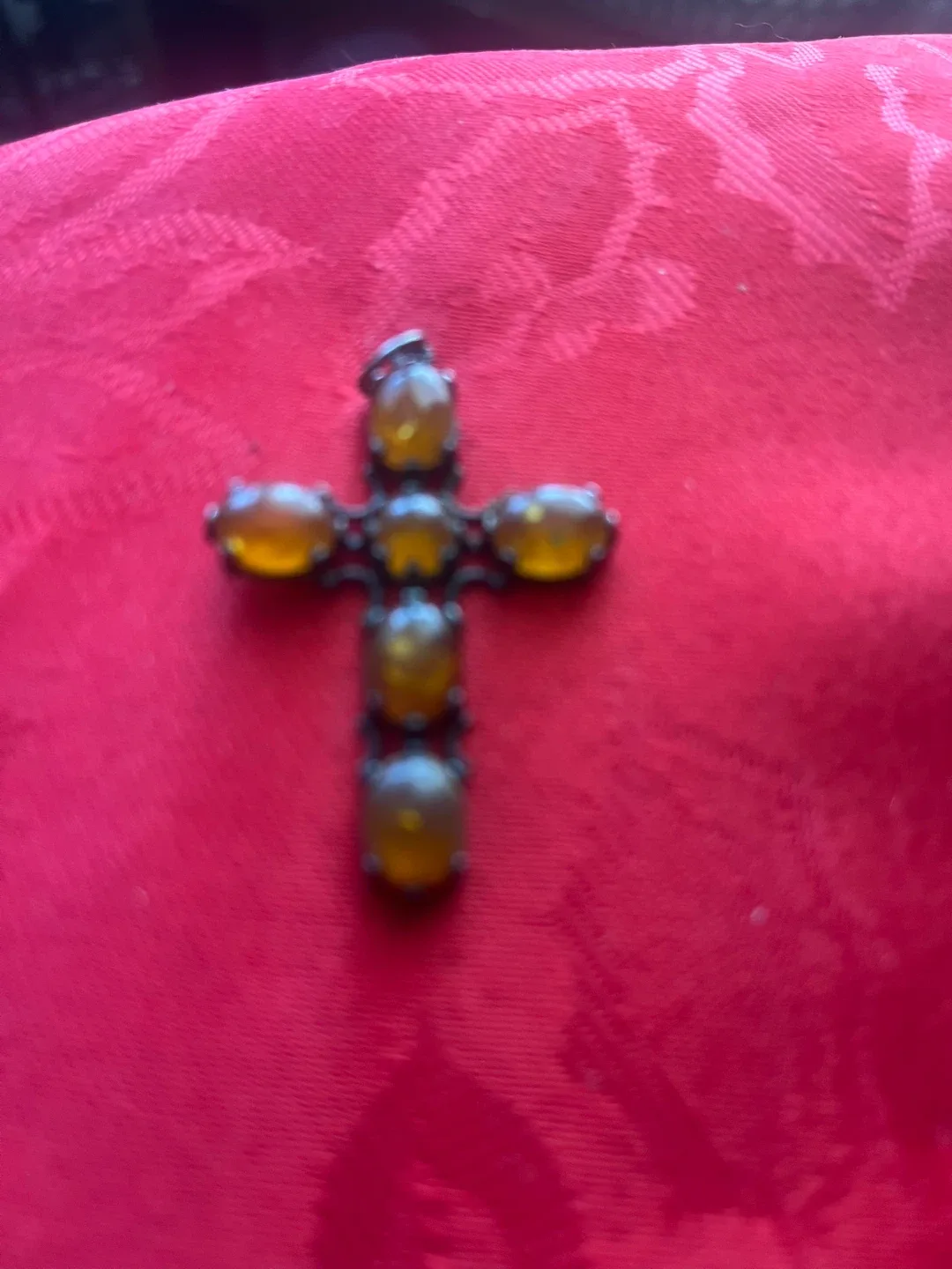 Amber Cross Pendant, 2 inches long image indicator(4)