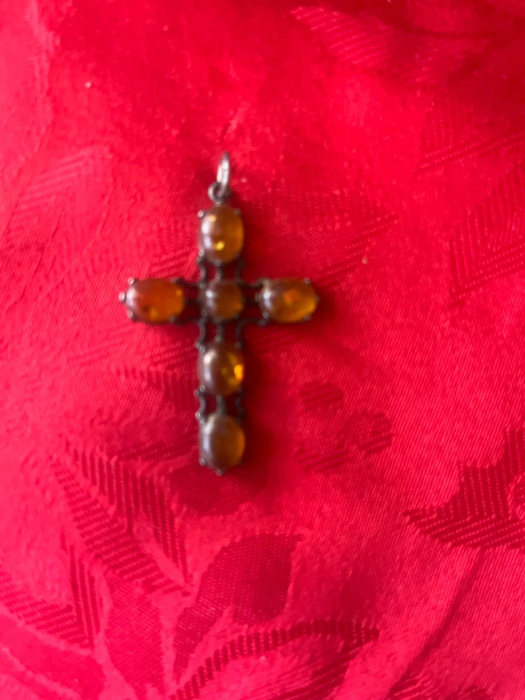 Amber Cross Pendant, 2 inches long