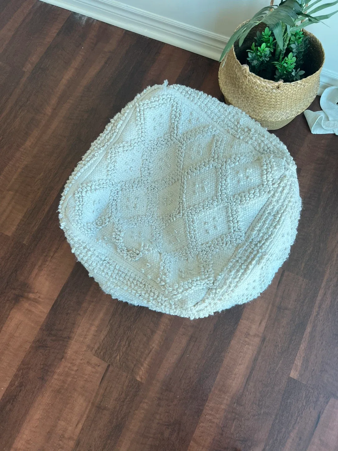 Off-White Textured Pouf thumbnail