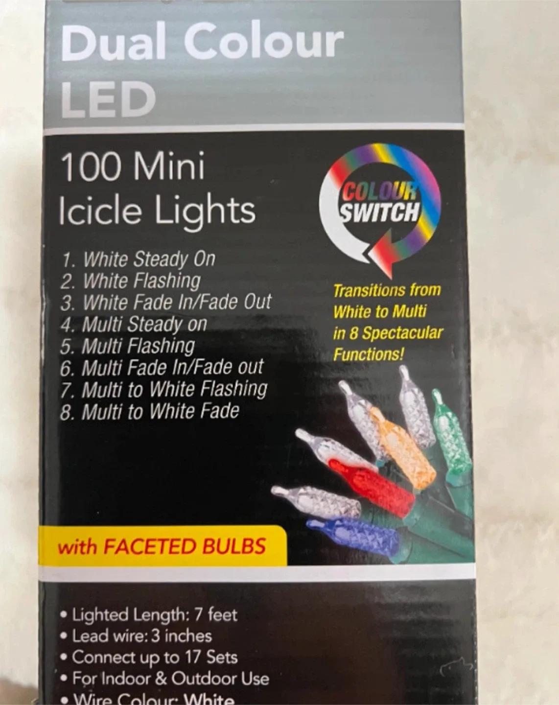 Dual coloured mini icicle lights with a remote image indicator(3)