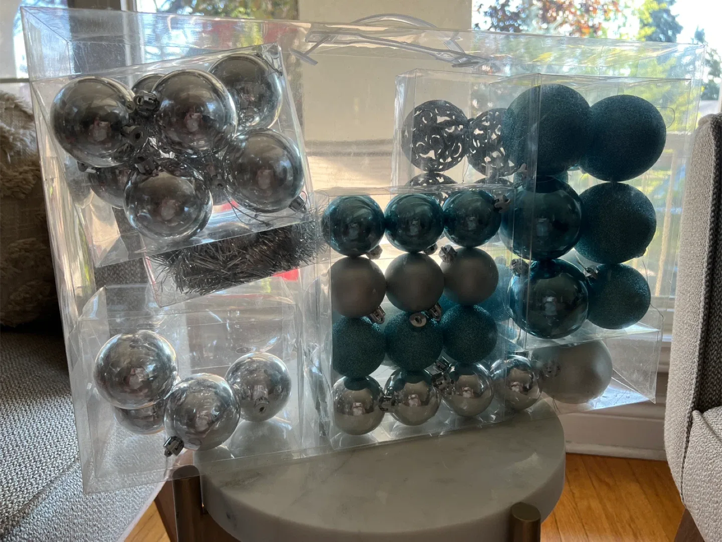 Christmas Ornaments - Silver and Teal thumbnail
