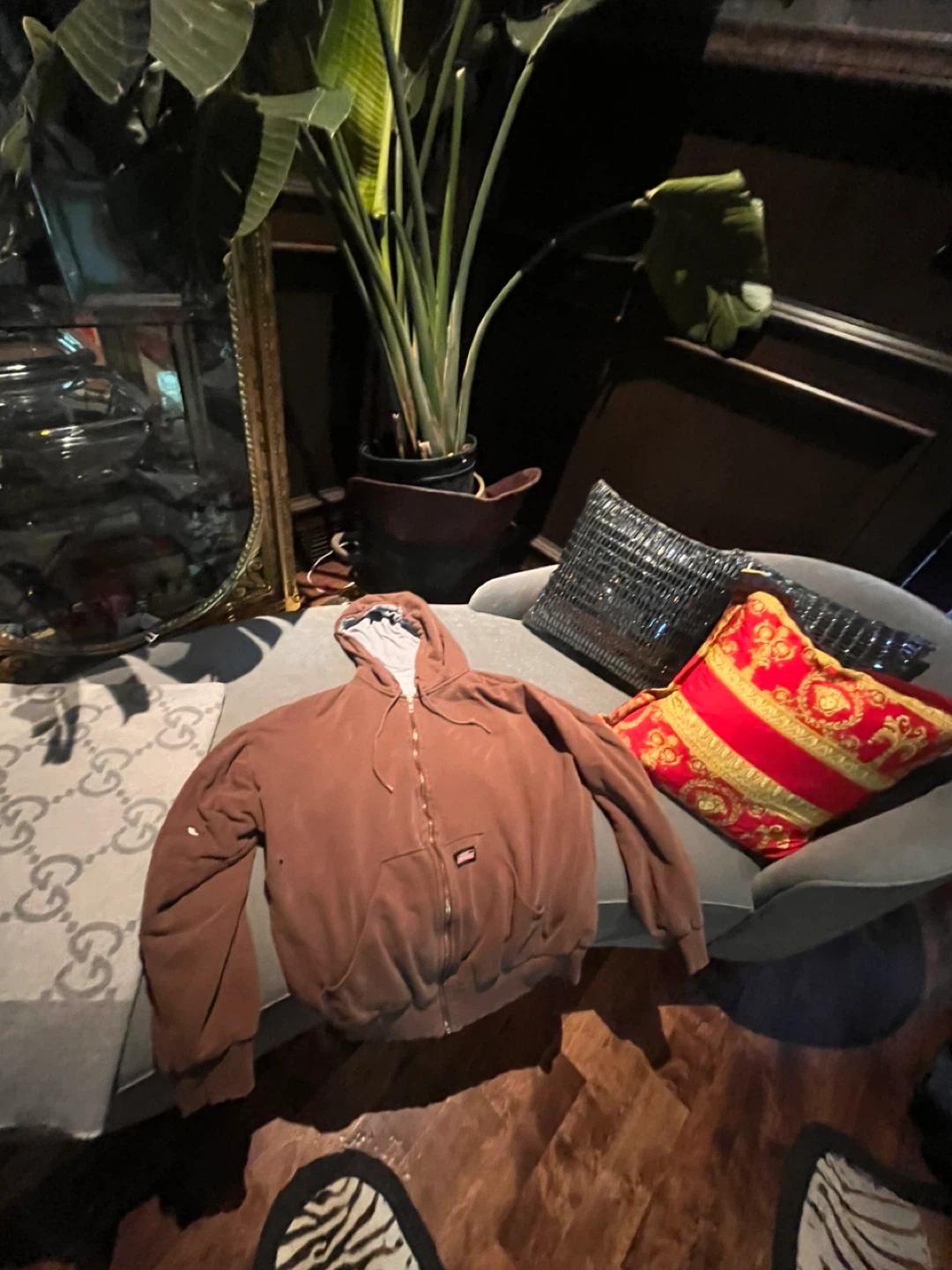 Dickies Brown Zip Up Hoodie - Size Large
