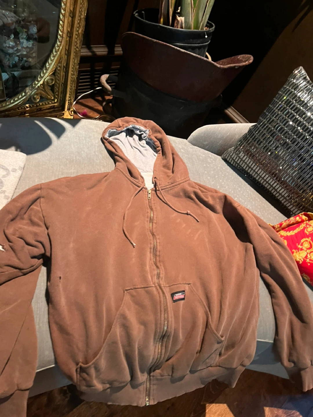 Dickies Brown Zip Up Hoodie - Size Large - photo 2