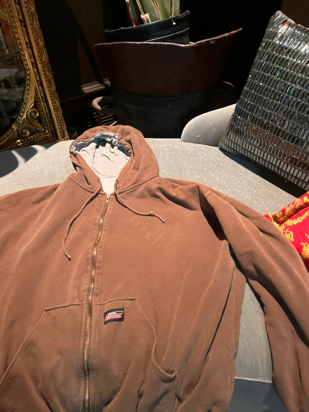 Dickies Brown Zip Up Hoodie - Size Large - photo 3