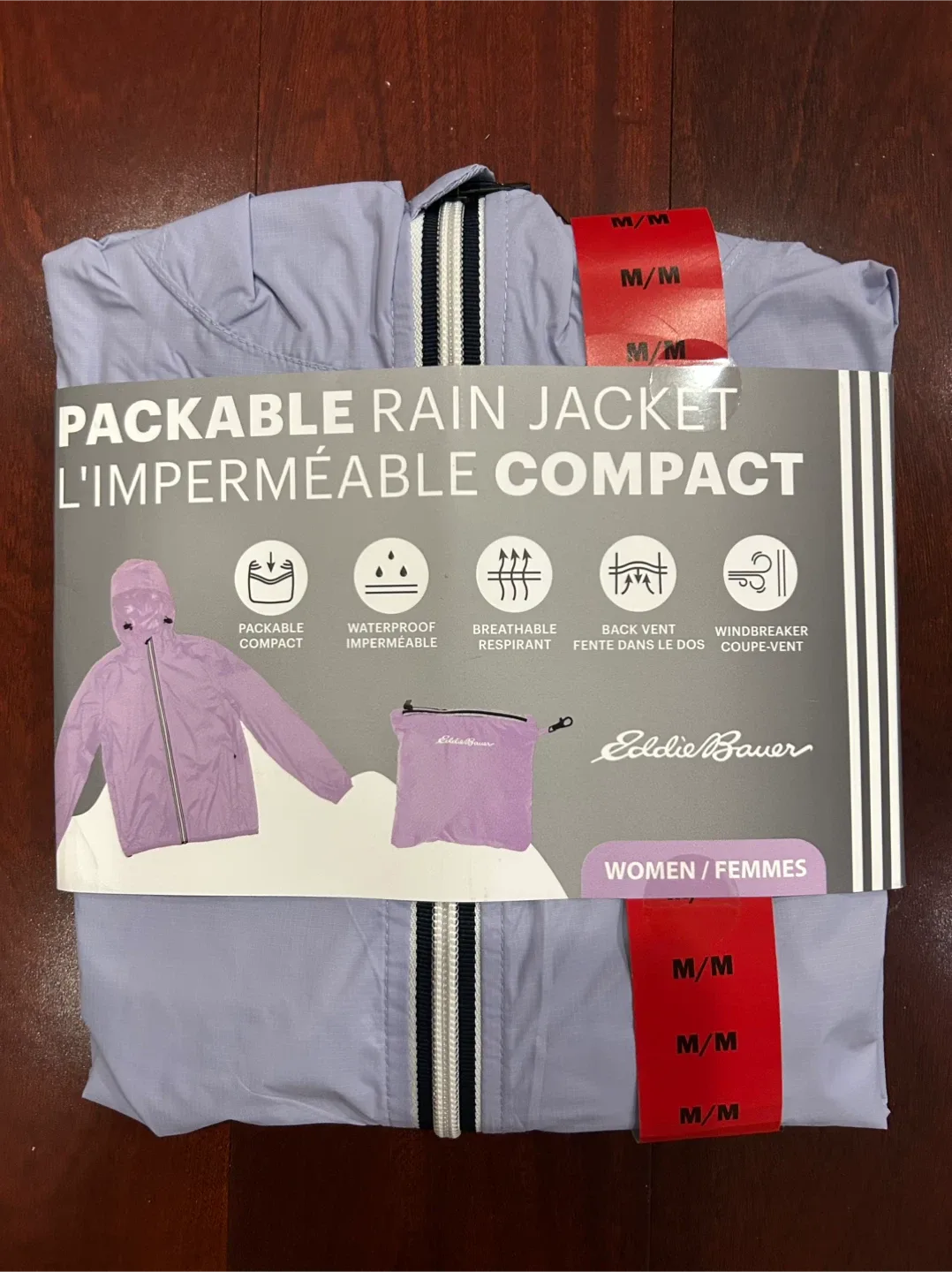 “NEW” Eddie Bauer Packable Rain Jacket - Purple M