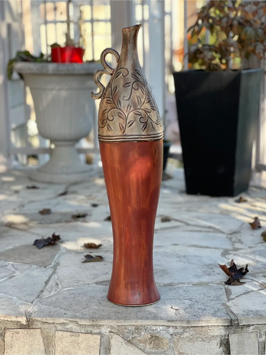 Decorative Brown Vase with Handle thumbnail