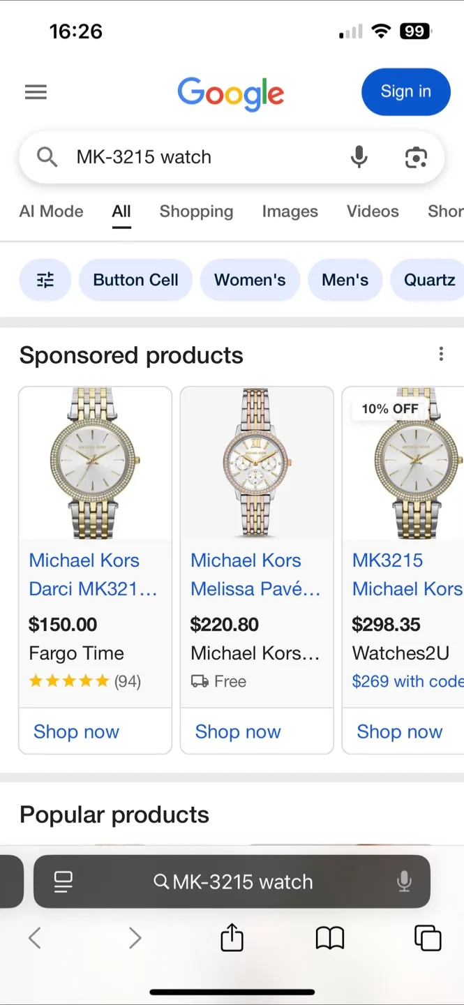 Michael Kors MK-3215 Watch (The battery needs to be replaced) image indicator(6)
