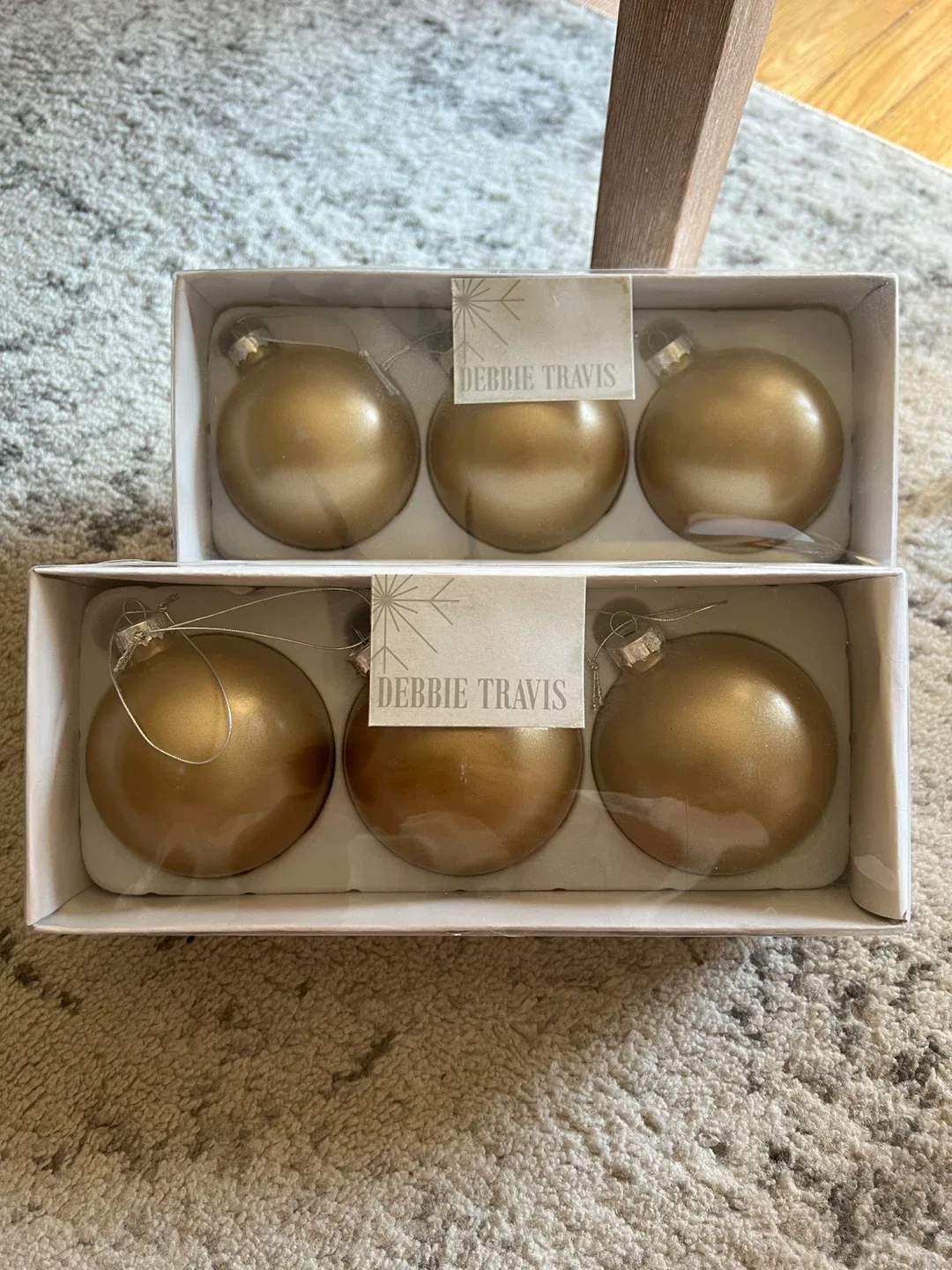 Debbie Travis Gold Glass Ornaments (Set of 6) thumbnail