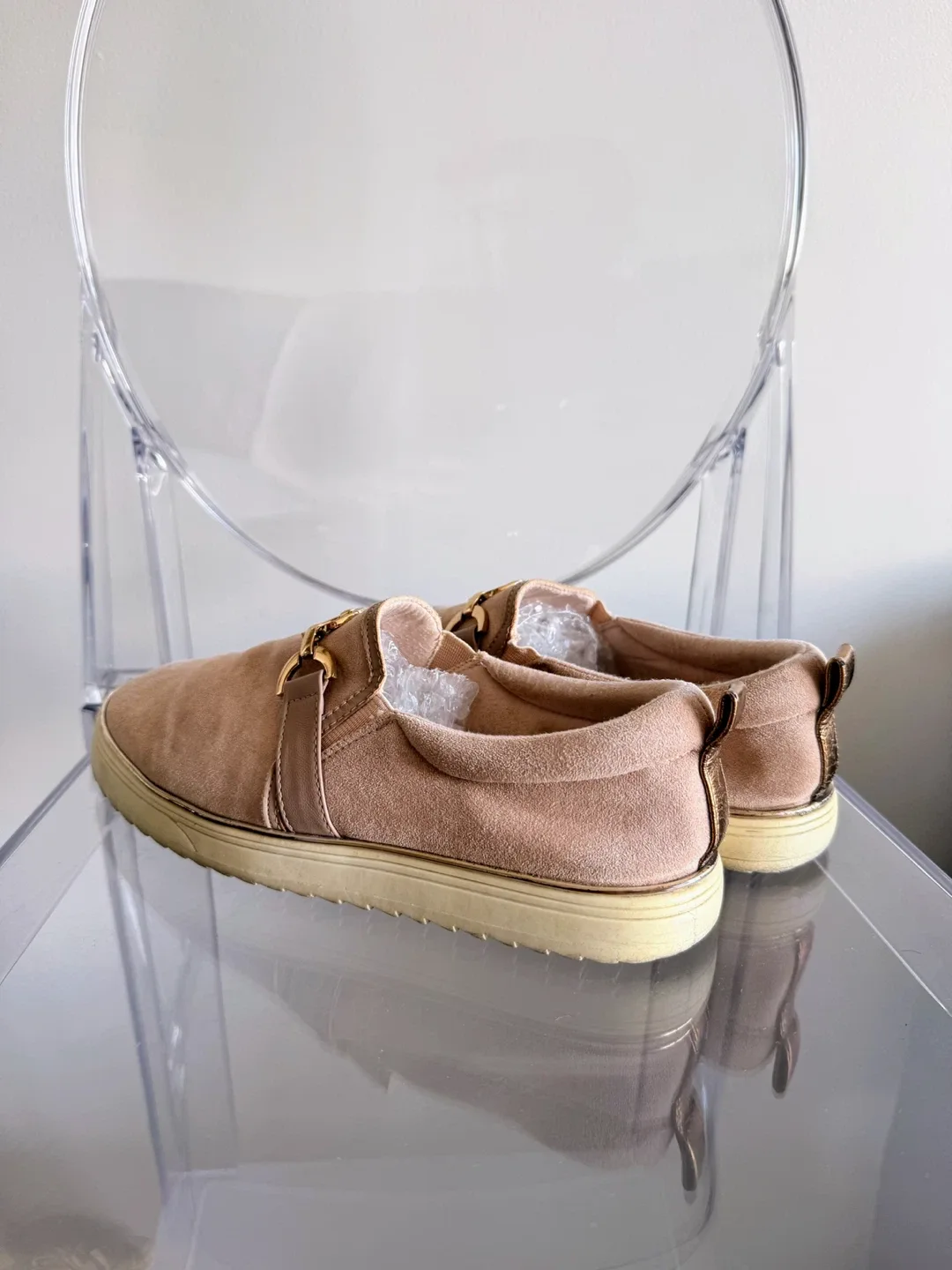 Blush Pink Suede Loafers Size 38 image indicator(4)