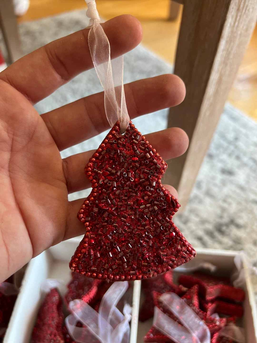 Red Beaded Christmas Ornaments - Angel, Star, Tree - photo 3